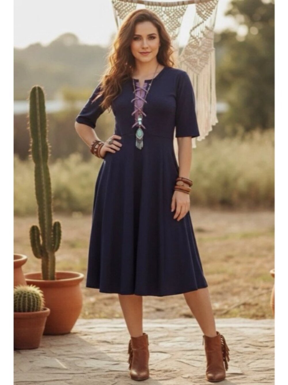 Maeve Anthropologie Navy Blue Large Purple Renaissance Corset Lace Aline‎ Dress